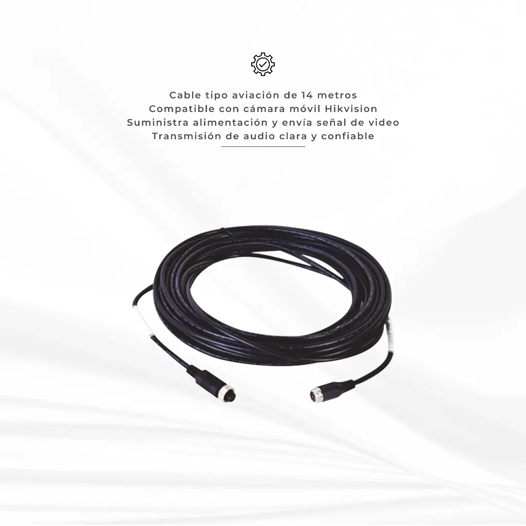 AE-MC0201-14 | Cable Extensor de Vídeo y Audio de 14 Metros / Conector Tipo Aviación / Compatible con Cámara TURBO Móvil HIKVISION