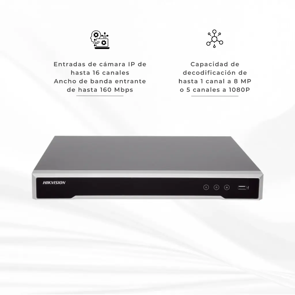 DS-7616NI-Q2/16P | NVR 16 CANALES HD POE 4K 2BAHIAS/6TB H265