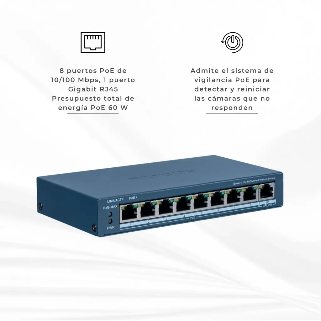 DS-3E1309P-EI/M | SWITCH ADMINIOSTRABLE POE 8 PUERTOS 