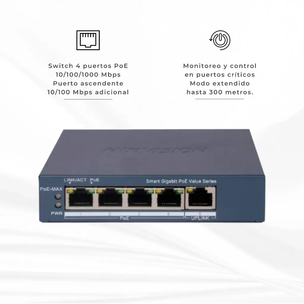 DS-3E1505P-EI/M | SWITCH 5 PUERTOS GIBABIT POE ADMINISTRABLE