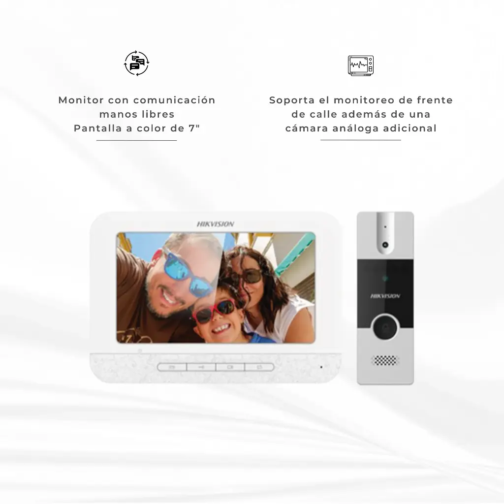 DS-KIS202T | KIT VIDEO PORTERO DSKH220 7' 800X480 + DSKB2411IM 720TVL IR 2M SALIDA RELÉ 