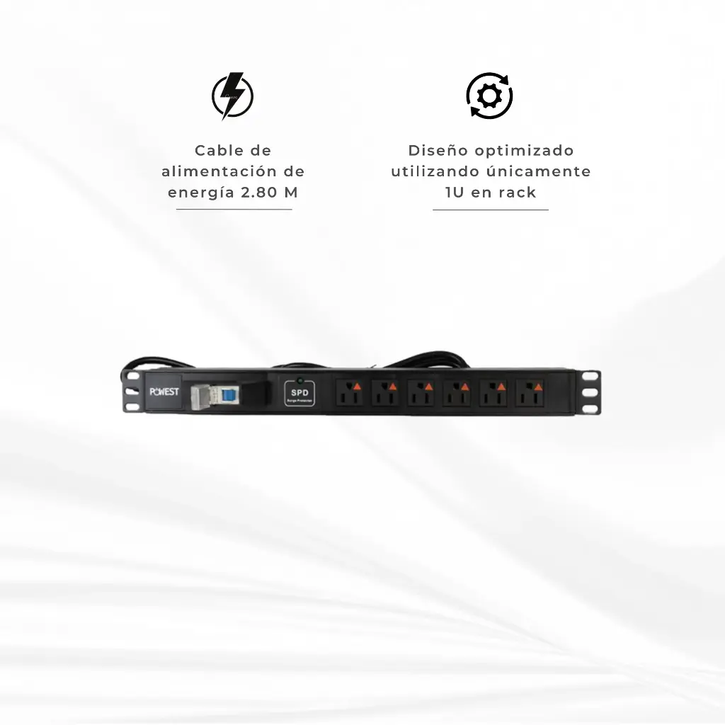 NMULT-2289 | MULTITOMA TIERRA AISLADA 6 SALIDAS RACK PDU HORIZONTAL