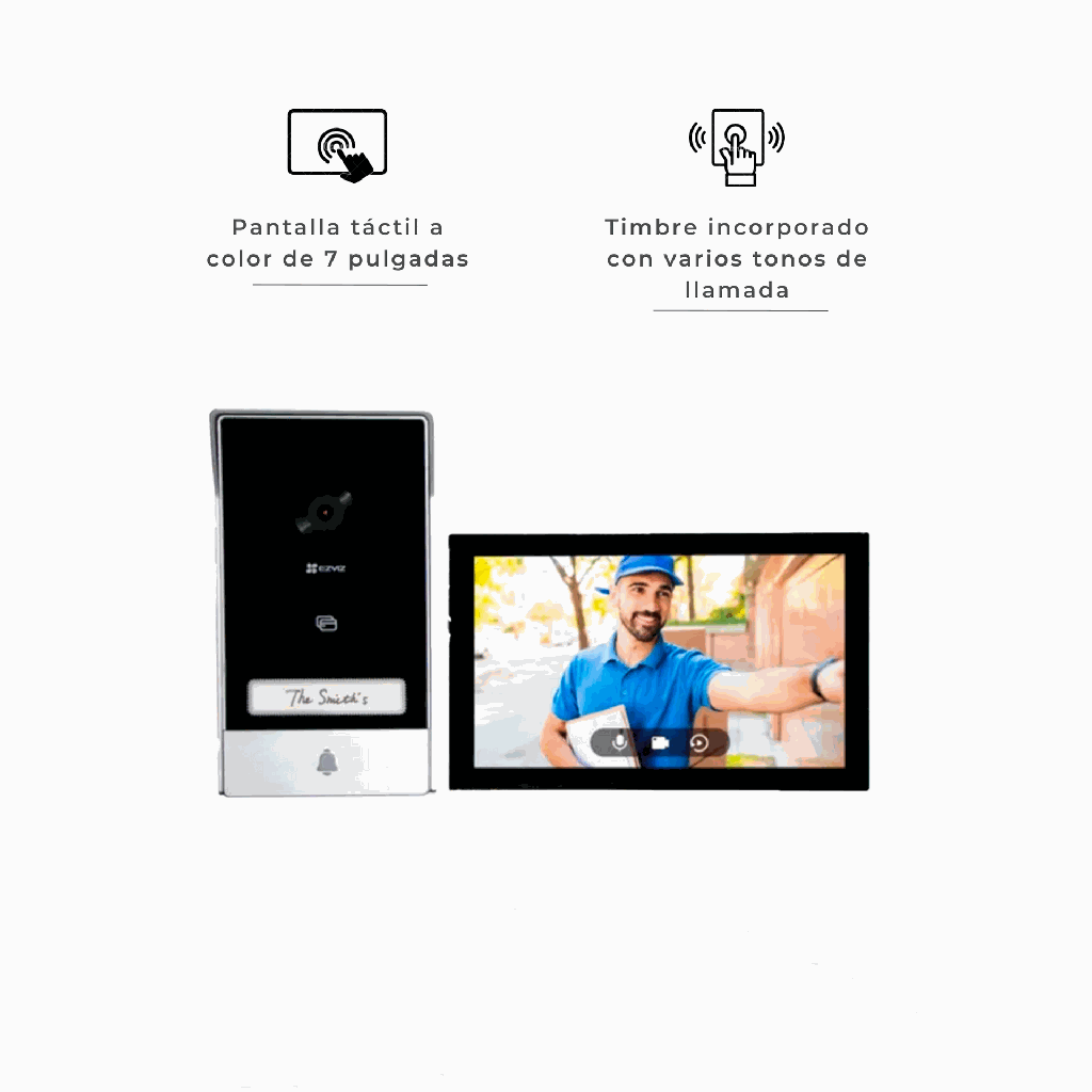 CS-HP7-R101-1W2TFC | VIDEO PORTERO EZVIZ 2K, TACTIL, DESBLOQUEO REMOTO, DETECCION MOVIMIENTO,TIMBRE