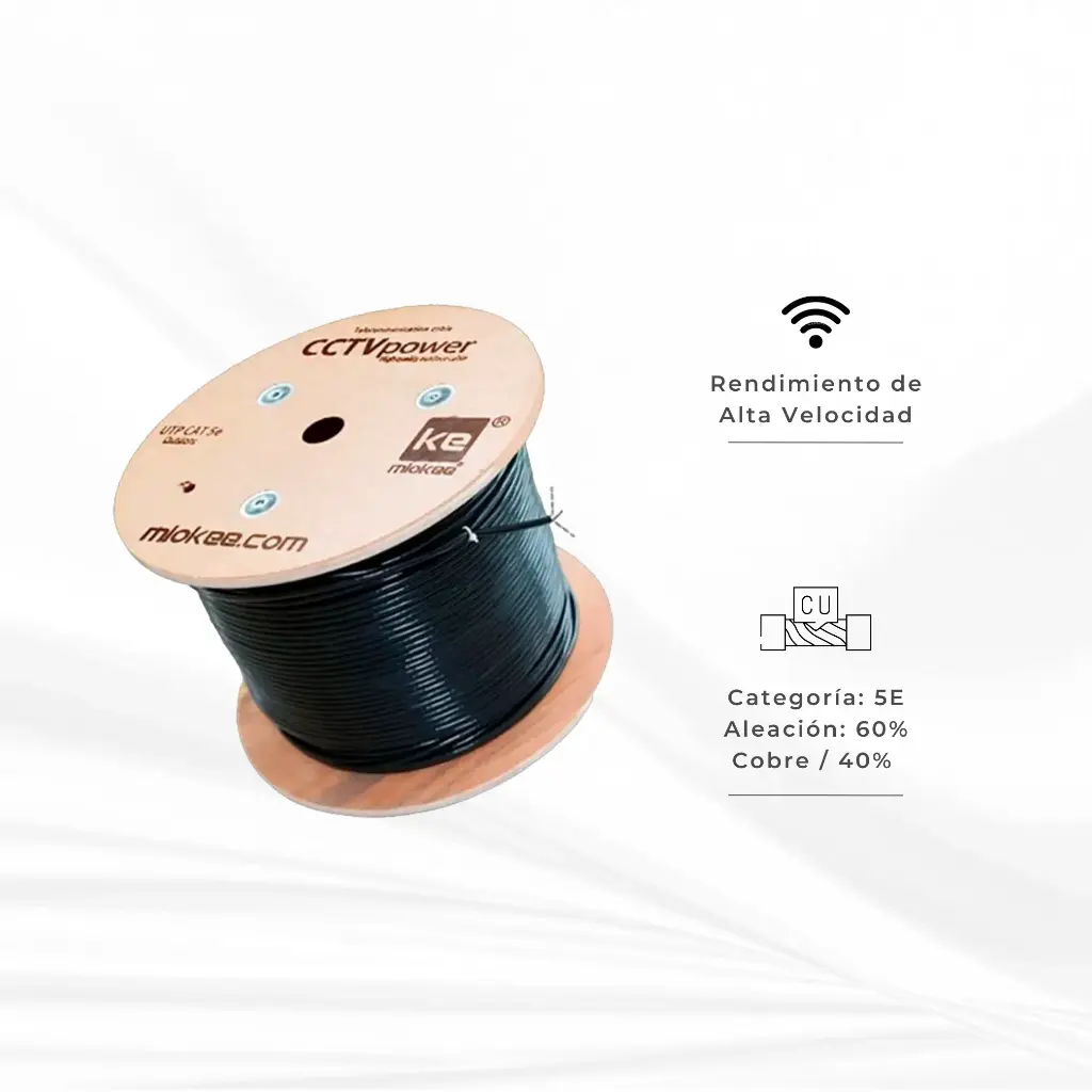CABLE MIOKEE CAT 6 305MTS WHITE SOFT INTERIOR