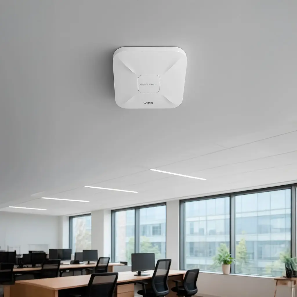 RG-RAP2260(E) | Punto de acceso Wi-Fi 6 de techo para interior 360°, doble banda MU-MIMO 4x4, 3202 Mbps, hasta 512 usuarios, puertos 1 x 2.5GE, 1 x GE, portal cautivo standalone, incluye Reyee Mesh