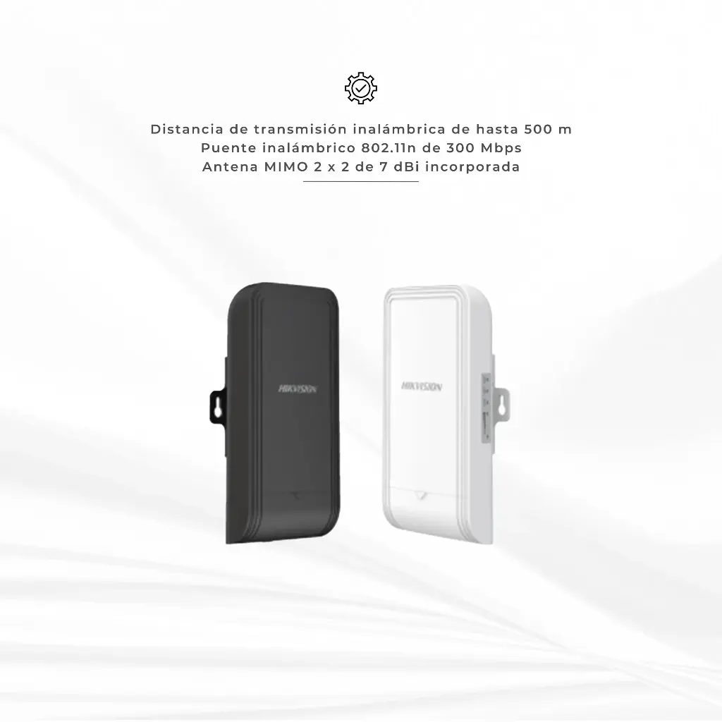 DS-3WF0EC-2NT | Kit Completo (Transmisor - Receptor) para Enlace PTP en 2.4 GHz / Aplicación para Elevadores / Antena Integrada de 7 dBi 2 x 2 MIMO / Autoajuste de Potencia / 500 Metros de Distancia
