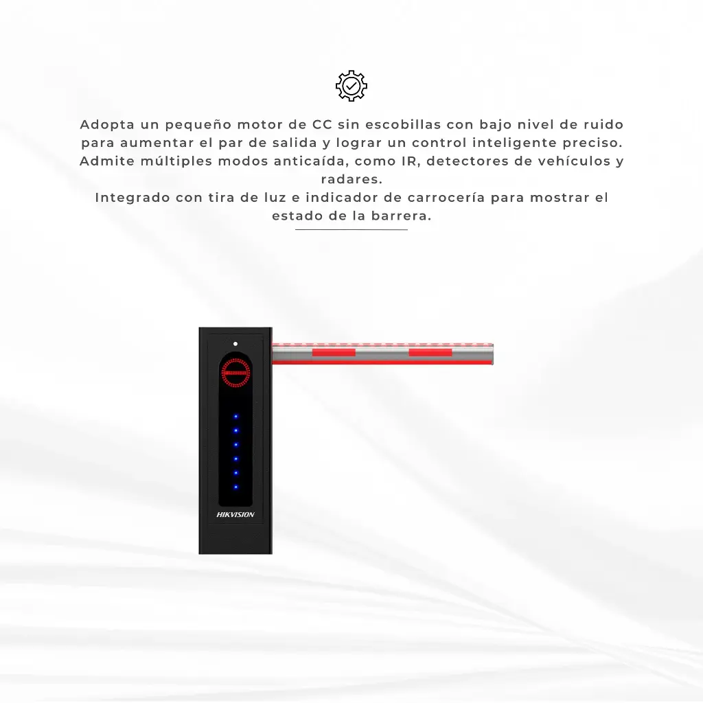 DS-TMG300-DR/A/B | Barrera de poste recto serie 30 con barra de luz LED e indicadores de carrocería