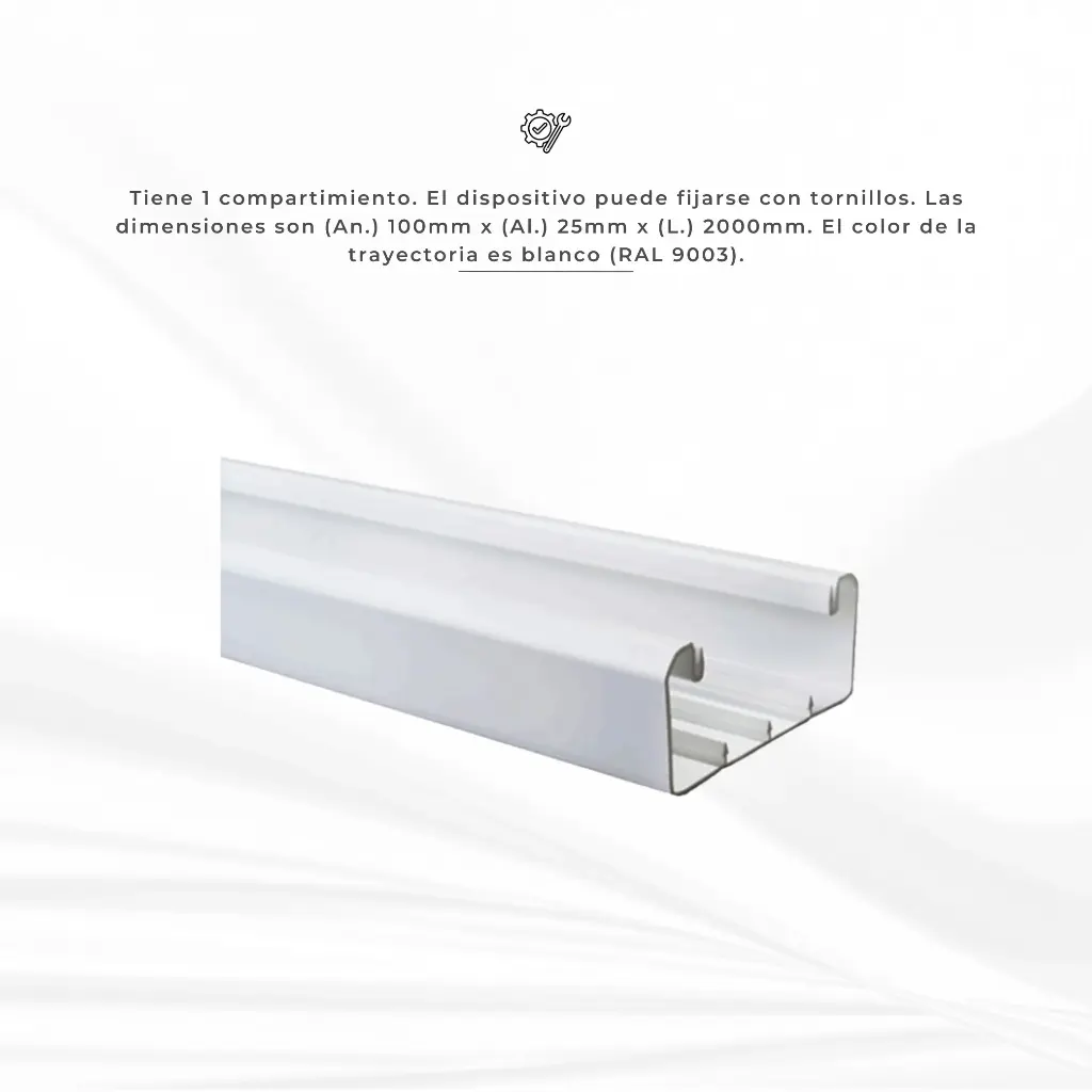 CANALETA BLANCA LISA 100X45 