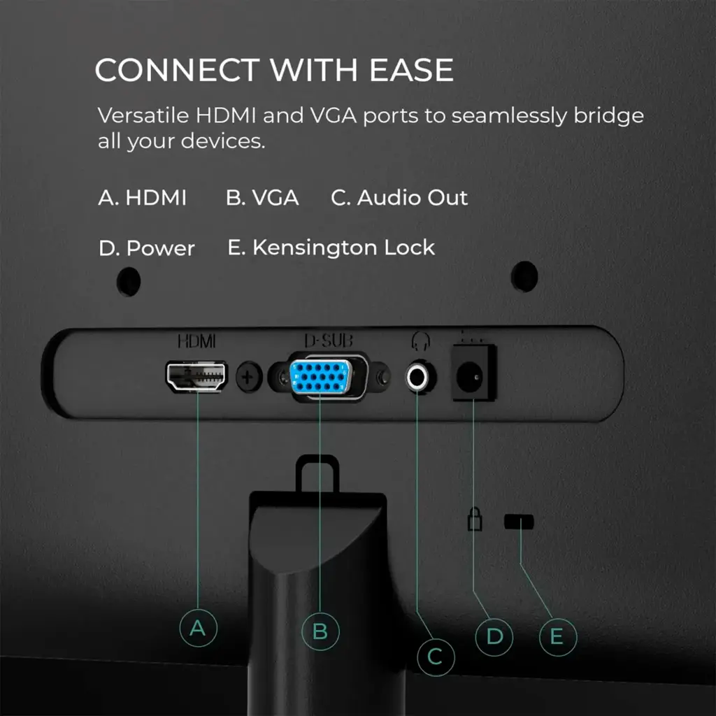 22B35HM23  -	 Monitor AOC LED Profesional plano 21.5 VA Full HD (1920 X 1080) / 120Hz / 1 ms / VGA / HDMI /Base Fija / Kensington Lock / Adaptive Sync