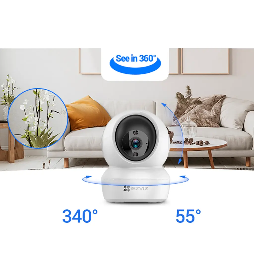 CS-H6c-R200-1Q5WFL | Cámara inteligente 3K para interiores con Wi-Fi panorámica e inclinación de última generación