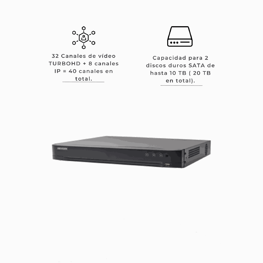 7232HQHI-K2 | DVR 4 MEGAPIXEL/ 32 CANALES TURBOHD + 2 CANALES IP/ 2 BAHIAS DE DISCO DURO