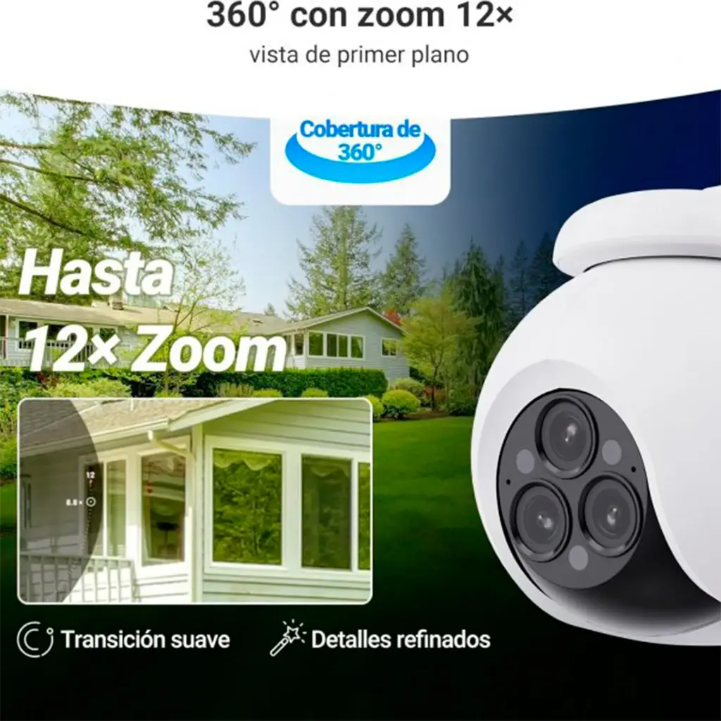 CS-H80f-R100-8G444WKFL | CAMARA H80f 2K+ TRIPLE LENTE 2.8mm + 6mm+ 12mm HD 4MP EXTERIOR PT 12 x ZOOM PANORAMICA 360°