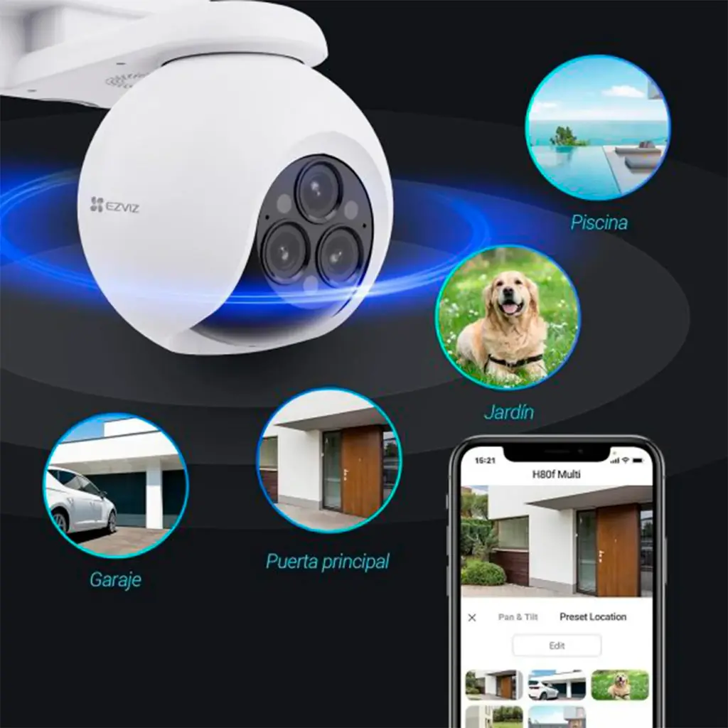 CS-H80f-R100-8G444WKFL | CAMARA H80f 2K+ TRIPLE LENTE 2.8mm + 6mm+ 12mm HD 4MP EXTERIOR PT 12 x ZOOM PANORAMICA 360°