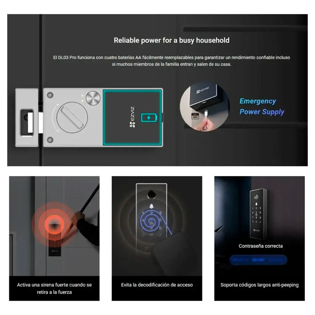 CS-DL03-R100-WBCP-GR | CERRADURA INTELIGENTE EZVIZ WIFI DL03 DIGITAL