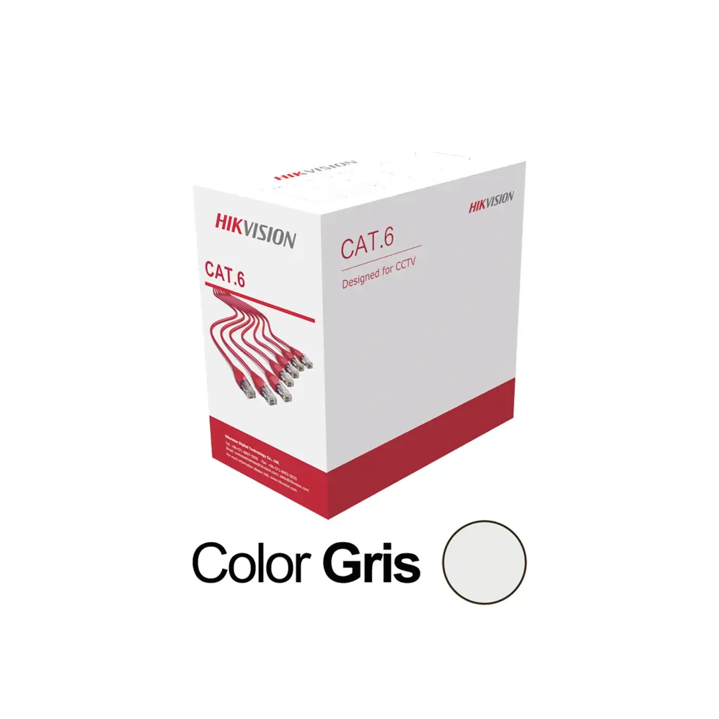 DS-1LN6U-G | NUEVO CABLE UTP CAT6 INTERIOR HIKVISION COLOR GRIS