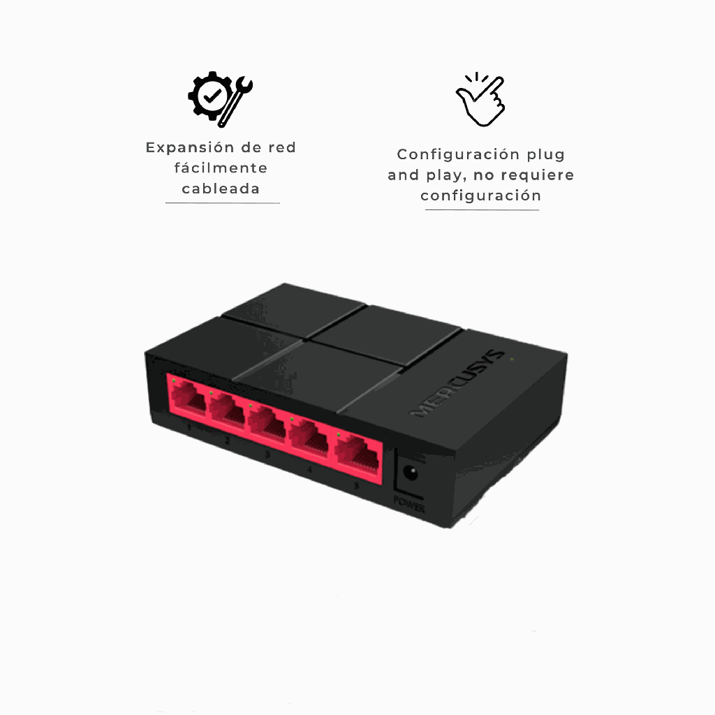 MS105 | SWITCH DE ESCRITORIO 10/100 MBPS 5 PUERTOS
