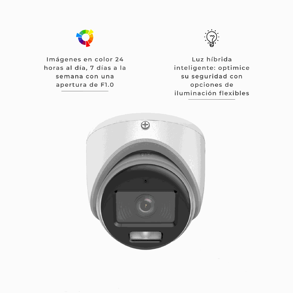 DS-2CE70DF0T-LMFS | CAMARA DOMO 2MP SMART HYBRID LIGHT 20 METROS CON AUDIO METALICA