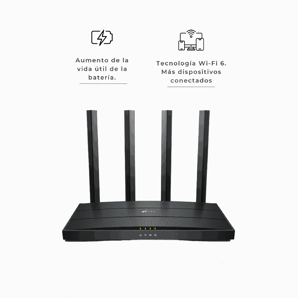 AX12 | ROUTER AX1500 Dual-Band Wi-Fi 6 SPEED: 300 Mbps at 2.4 GHz + 1201Mbps at 5 GHz